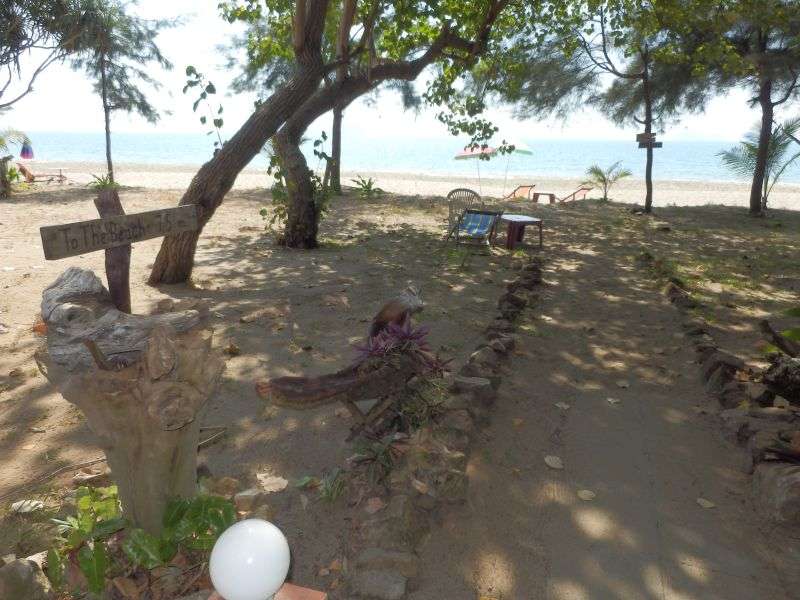 der Weg zum Strand, man beachte das Schild links im Bild.....7,5 Meter bis zum Strand.....